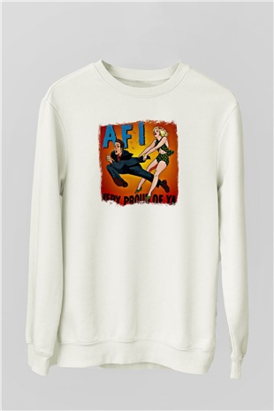 Afi Baskılı Unisex Beyaz Sweatshirt