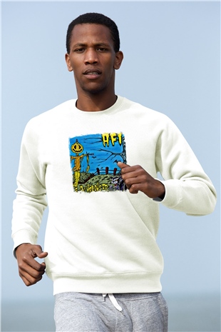 Afi Baskılı Unisex Beyaz Sweatshirt