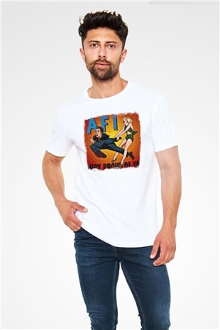 Afi Baskılı Unisex Beyaz Tişört