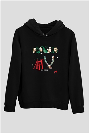 Afi Baskılı Unisex Siyah Hoodie