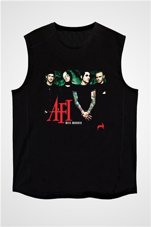 Afi Baskılı Unisex Siyah Kolsuz Tişört