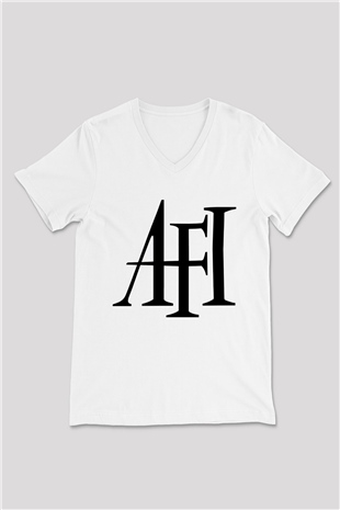 Afi Beyaz Unisex V Yaka Tişört T-Shirt