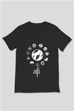 Afi Siyah Unisex V Yaka Tişört T-Shirt