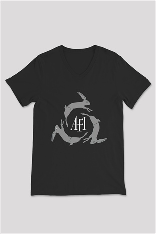 Afi Siyah Unisex V Yaka Tişört T-Shirt