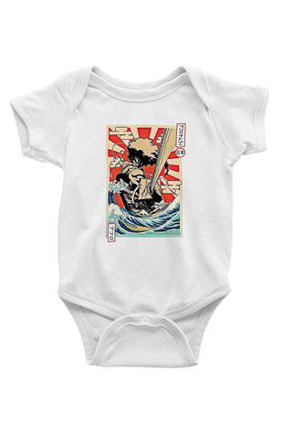 Afro Samurai Baskılı Beyaz Unisex Bebek Body - Zıbın