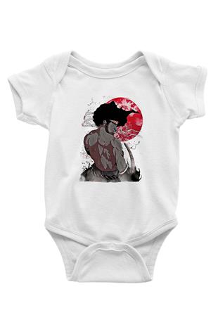 Afro Samurai Baskılı Beyaz Unisex Bebek Body - Zıbın