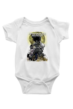 Afro Samurai Baskılı Beyaz Unisex Bebek Body - Zıbın