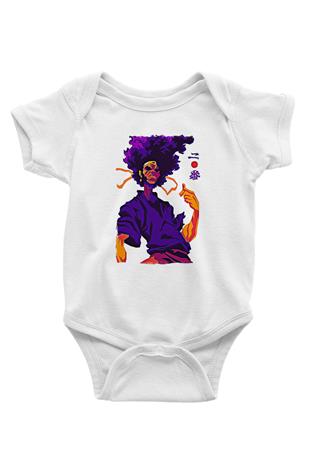 Afro Samurai Baskılı Beyaz Unisex Bebek Body - Zıbın