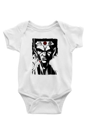 Afro Samurai Baskılı Beyaz Unisex Bebek Body - Zıbın