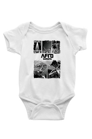Afro Samurai Baskılı Beyaz Unisex Bebek Body - Zıbın