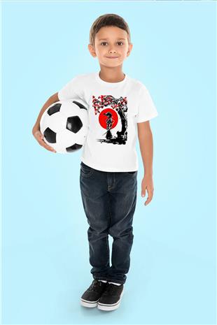 Afro Samurai Baskılı Beyaz Unisex Beyaz Çocuk Tişört - Tshirt