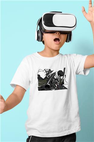 Afro Samurai Baskılı Beyaz Unisex Beyaz Çocuk Tişört - Tshirt
