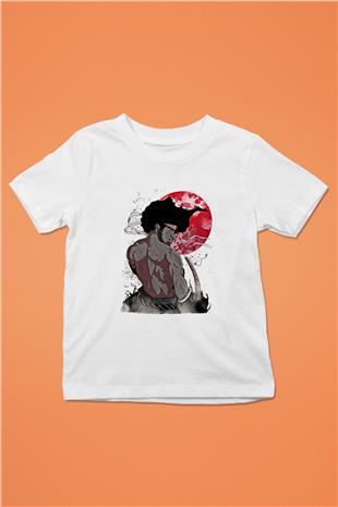 Afro Samurai Baskılı Beyaz Unisex Beyaz Çocuk Tişört - Tshirt
