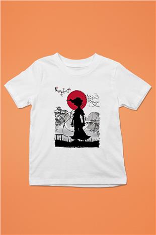 Afro Samurai Baskılı Beyaz Unisex Beyaz Çocuk Tişört - Tshirt