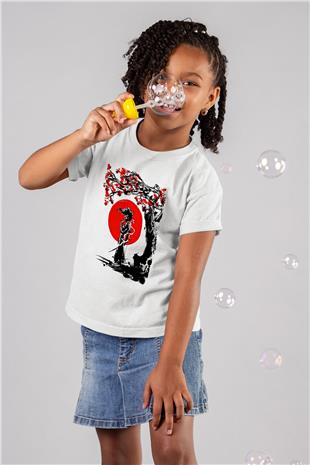 Afro Samurai Baskılı Beyaz Unisex Beyaz Çocuk Tişört - Tshirt