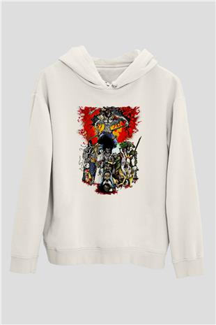 Afro Samurai Baskılı Beyaz Unisex Hoodie