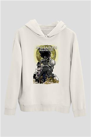 Afro Samurai Baskılı Beyaz Unisex Hoodie