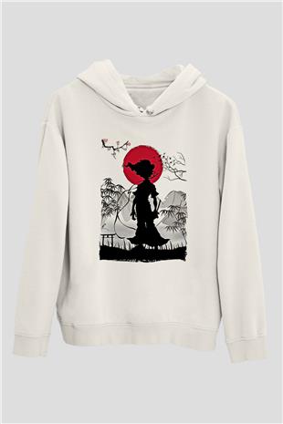 Afro Samurai Baskılı Beyaz Unisex Hoodie