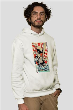 Afro Samurai Baskılı Beyaz Unisex Hoodie