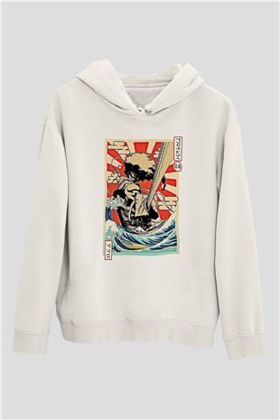 Afro Samurai Baskılı Beyaz Unisex Hoodie