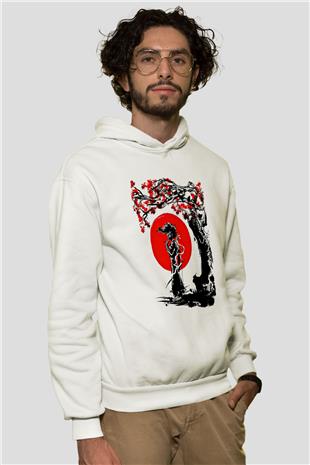 Afro Samurai Baskılı Beyaz Unisex Hoodie