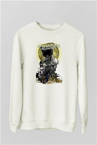 Afro Samurai Baskılı Beyaz Unisex Sweatshirt
