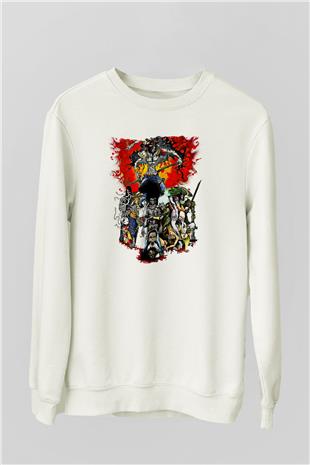 Afro Samurai Baskılı Beyaz Unisex Sweatshirt