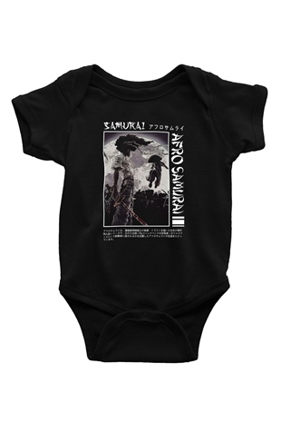 Afro Samurai Baskılı Unisex Siyah Bebek Body - Zıbın