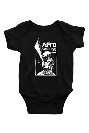Afro Samurai Baskılı Unisex Siyah Bebek Body - Zıbın
