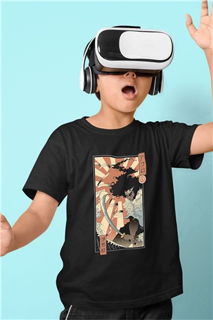 Afro Samurai Baskılı Unisex Siyah Çocuk Tişört - Tshirt