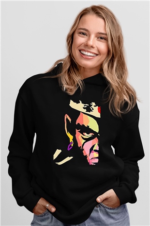 Afro Samurai Baskılı Unisex Siyah Hoodie