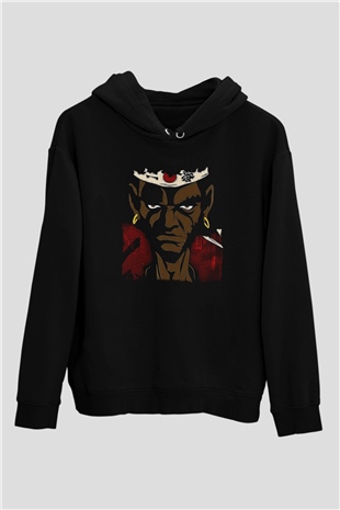 Afro Samurai Baskılı Unisex Siyah Hoodie