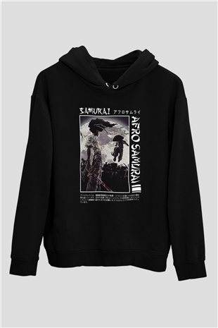 Afro Samurai Baskılı Unisex Siyah Hoodie