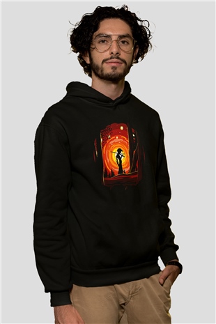 Afro Samurai Baskılı Unisex Siyah Hoodie