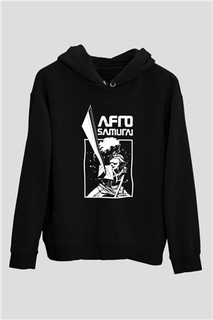 Afro Samurai Baskılı Unisex Siyah Hoodie
