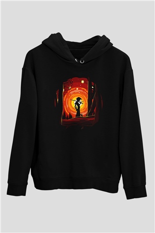 Afro Samurai Baskılı Unisex Siyah Hoodie