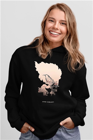 Afro Samurai Baskılı Unisex Siyah Hoodie