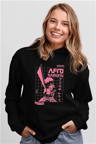 Afro Samurai Baskılı Unisex Siyah Hoodie