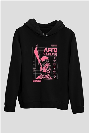 Afro Samurai Baskılı Unisex Siyah Hoodie