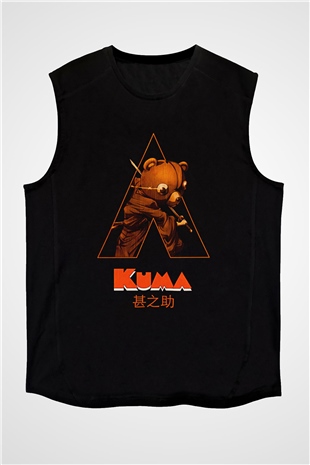 Afro Samurai Baskılı Unisex Siyah Kolsuz Tişört - Tshirt