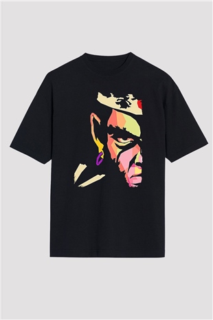 Afro Samurai Baskılı Unisex Siyah Oversize Tişört - Tshirt