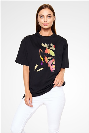 Afro Samurai Baskılı Unisex Siyah Oversize Tişört - Tshirt