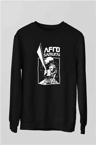 Afro Samurai Baskılı Unisex Siyah Sweatshirt