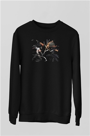 Afro Samurai Baskılı Unisex Siyah Sweatshirt