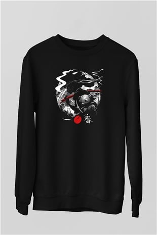 Afro Samurai Baskılı Unisex Siyah Sweatshirt