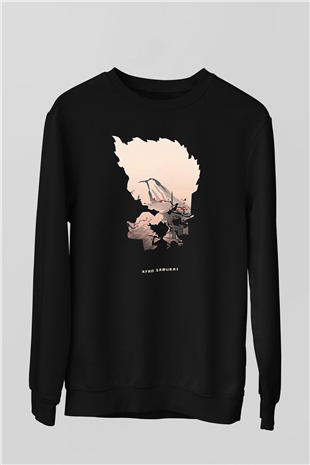 Afro Samurai Baskılı Unisex Siyah Sweatshirt