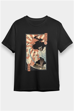 Afro Samurai Baskılı Unisex Siyah Tişört - Tshirt