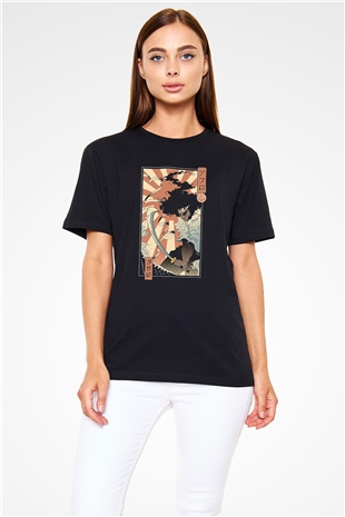Afro Samurai Baskılı Unisex Siyah Tişört - Tshirt