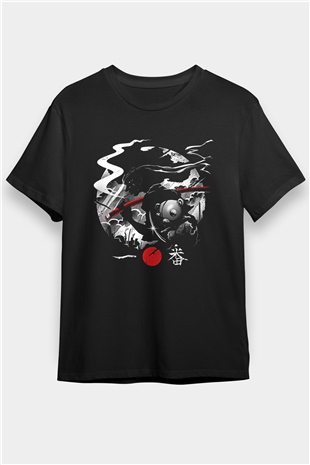 Afro Samurai Baskılı Unisex Siyah Tişört - Tshirt