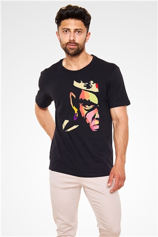 Afro Samurai Baskılı Unisex Siyah Tişört - Tshirt